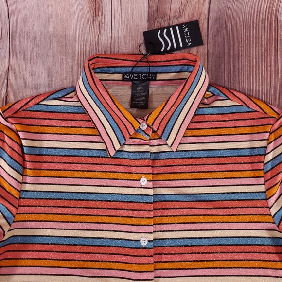 NWT Vetchy Womens Size Small Sunset Stripe Shirt & Shorts 2 Pieces Set - Picture 9 of 16